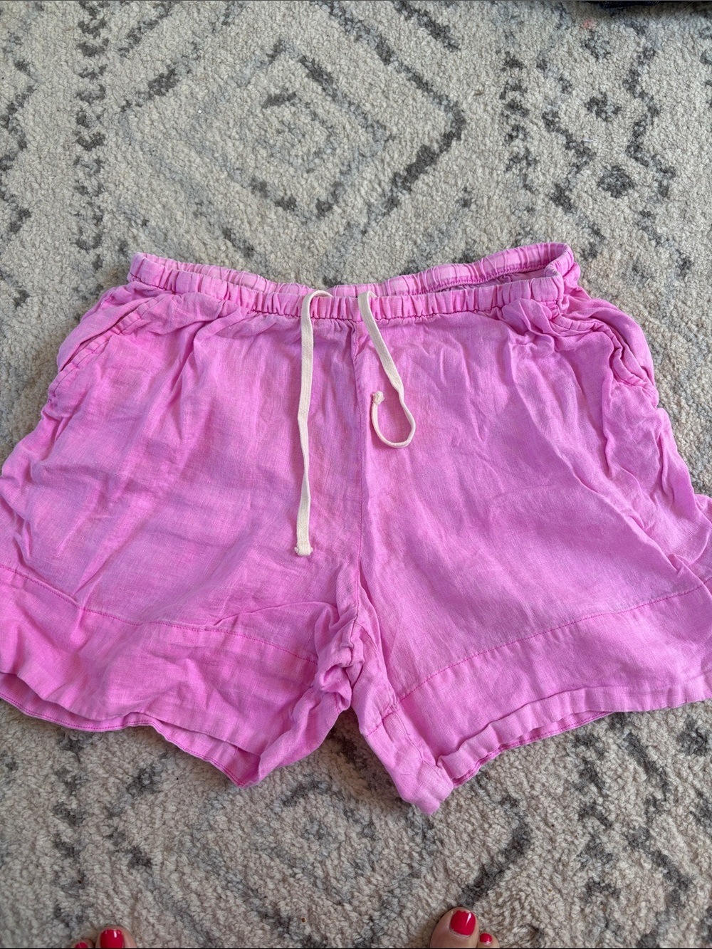 GAP Pink Drawstring Casual Linen-Blend Shorts